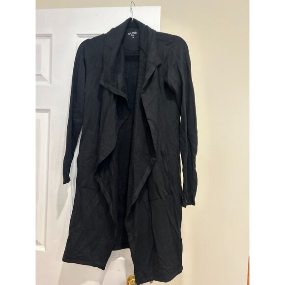 Splits59 Mid Length Open Front Draped Cardigan Black XS - Picture 2 of 5